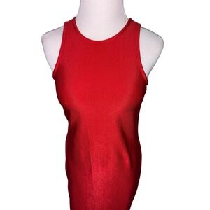 Red‎ Ribbed Bodycon Tank Dress Medium Sleeveless Stretch Knit Club Party Outfit